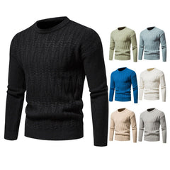 Men's Round Neck Jacquard Pullover Sweater in 8 Colors M-XXL