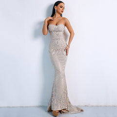 Strapless Evening Dress with High Low Hem in 2 Colors XS-L