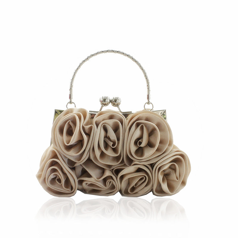 Silk Rose Clutch Hand Bag