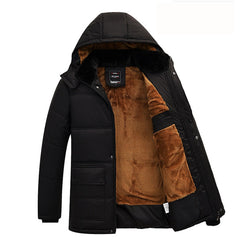 Men's Black Hooded Long Sleeve Plush Coat M-4XL