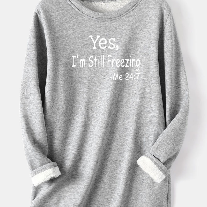 I'm Still Freezing Long Sleeve Fleece Nightdress in 12 Colors S-5XL