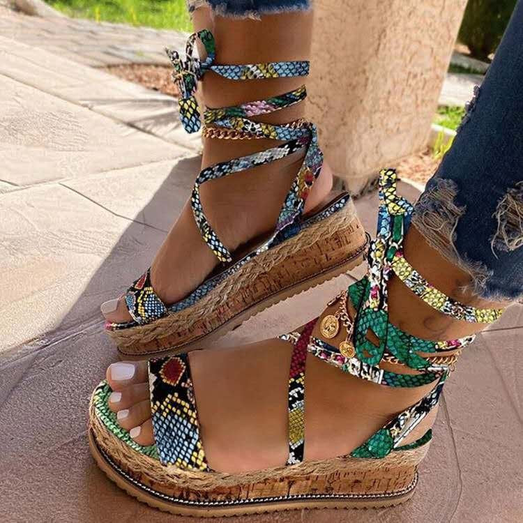 Printed Wrap Roman Sandals in 6 Colors