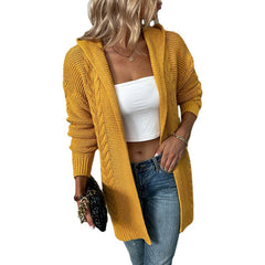 Solid Color Hooded Cardigan Sweater in 3 Colors S-XL