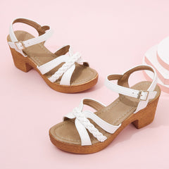 Chunky Heel Sandals with Ankle Strap in 3 Colors