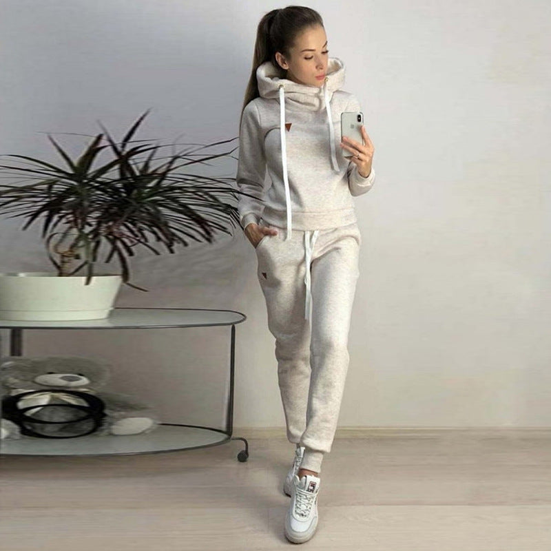 Solid Colour Fleece-Lined Sweatsuit