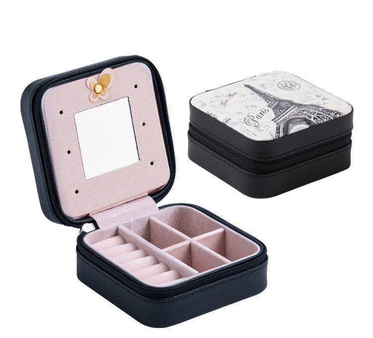 Portable Jewelry Box with Mirror in 4 Colors