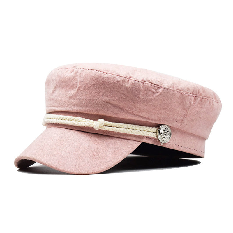 Casquette en velours de daim avec bord et dessus plat en 3 couleurs