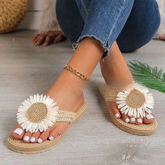 Flat Casual Bohemian Sandals with Flower