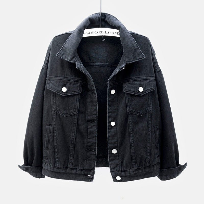 Einfarbige Jeansjacke mit Taschen