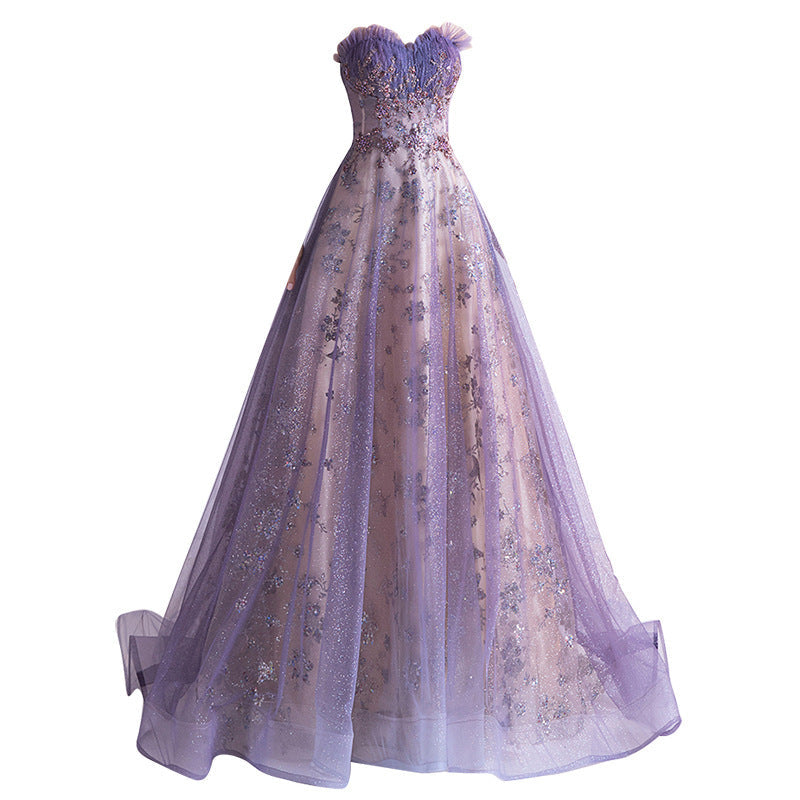 Strapless Purple Evening Prom Dress XS-3XL