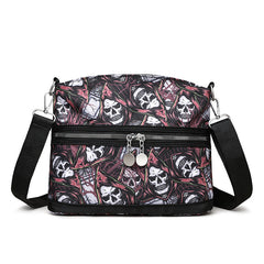 Skull Print Shoulder Bag with Adjustable Crossbody Strap