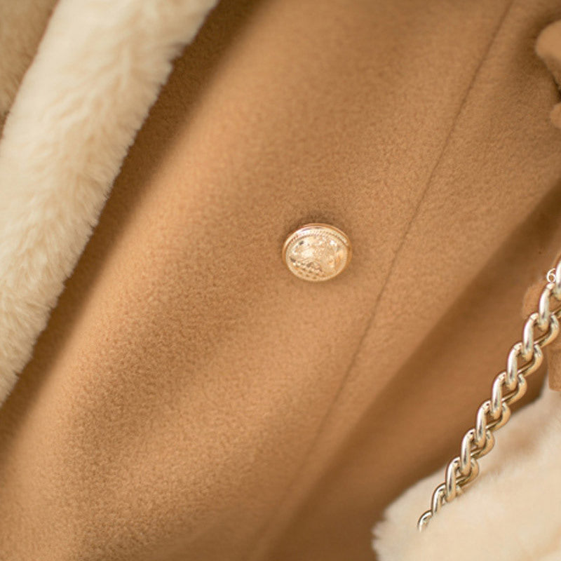 Plush Long Sleeve Wool Coat