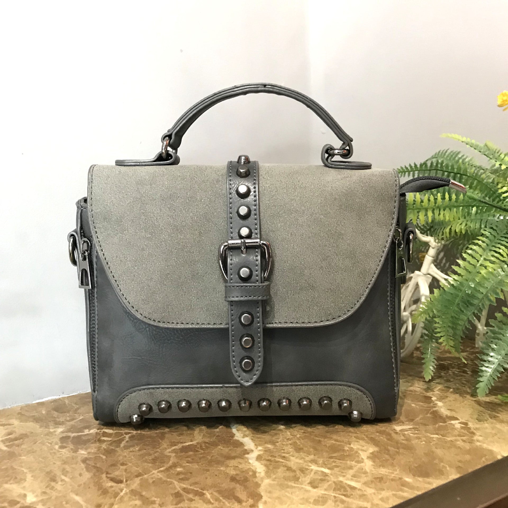 Studded Messenger Bag with Adjustable Strap in 13 Colors