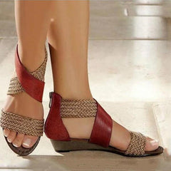 Bohemian Criss-Cross Woven Sandals with Closed Heel