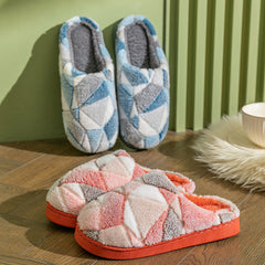 Patchwork Plush Warm Bedroom Slippers in 5 Colors