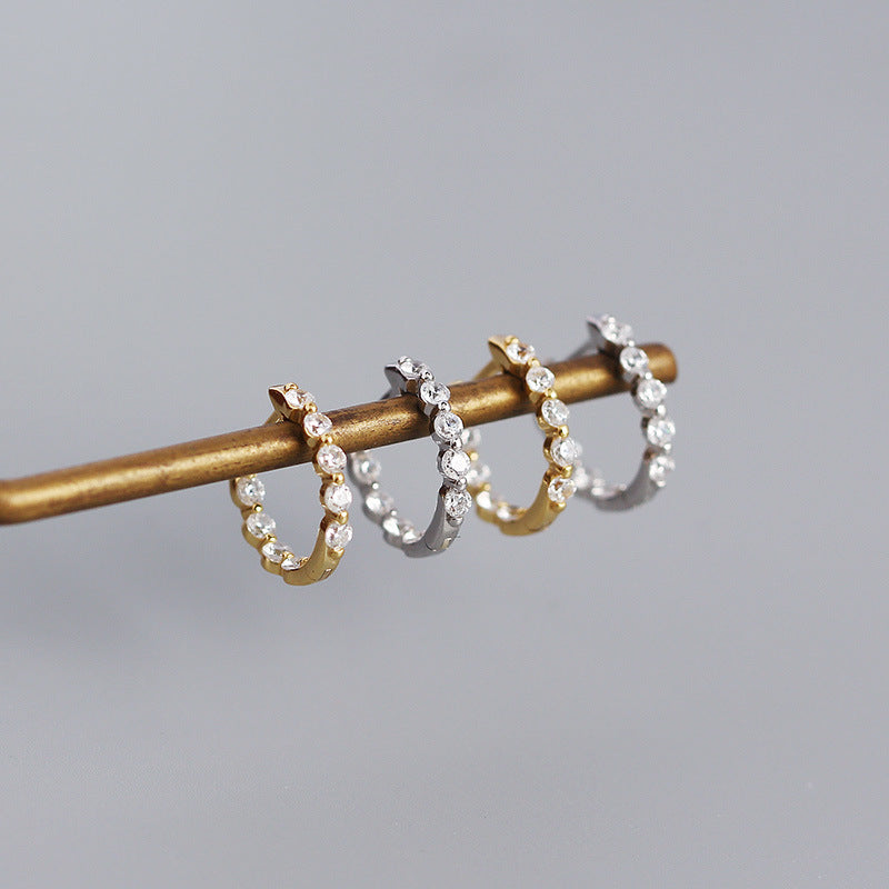 Sterling Silver Zircon Diamond Loop Earrings