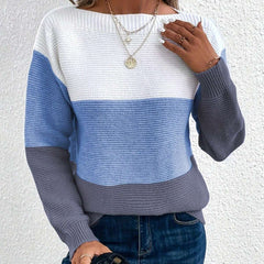 Rundhals-Langarm-Colorblock-Pullover in 8 Farben S-XL