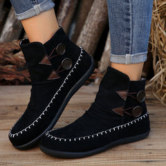 Flat Sole Moccasin-Style Slip On Ankle Boots
