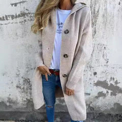 Button-Up Mid-Length Sweater Cardigan