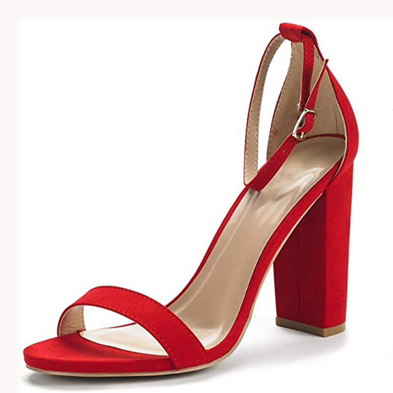 Suede High Block Heels with Ankle Strap