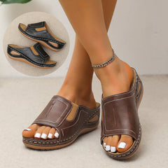 Wide Strap Wedge Heel Sandals