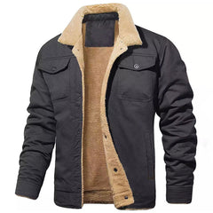 Men's Fleece-Lined Long Sleeve Jacket with Pockets
