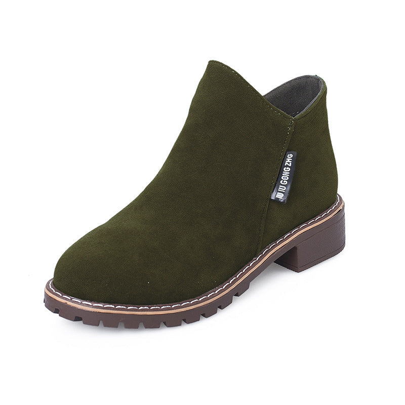 Stiefeletten mit niedrigem Absatz und Reißverschluss in 4 Farben