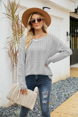 Knit Boat Neck Long Sleeve Sweater