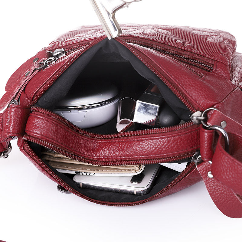 Shoulder Crossbody Bag with Embossed Flowers in 4 Colors