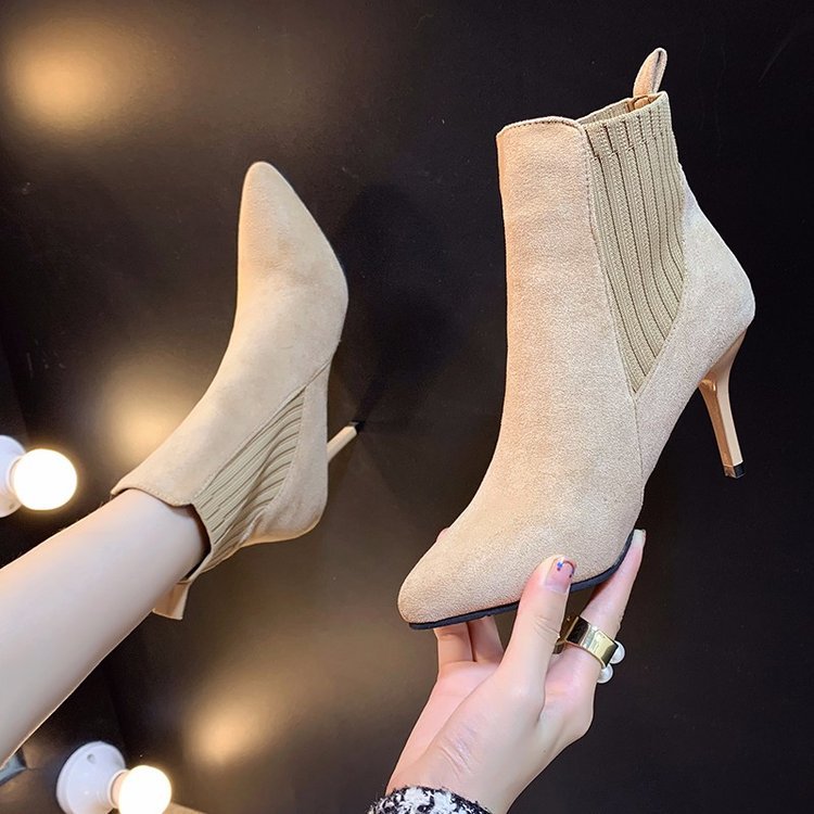 Suede Stiletto Boots with Pointed Toe