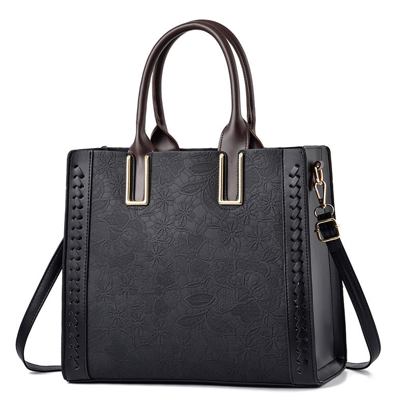 Elegant Flower Embossed Shoulder Bag
