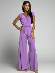 V-Neck Sleeveless  Wide Leg Jumpsuit in 4 Colors S-2XL