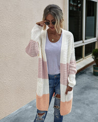 Knit Colorblock Cardigan with Pockets