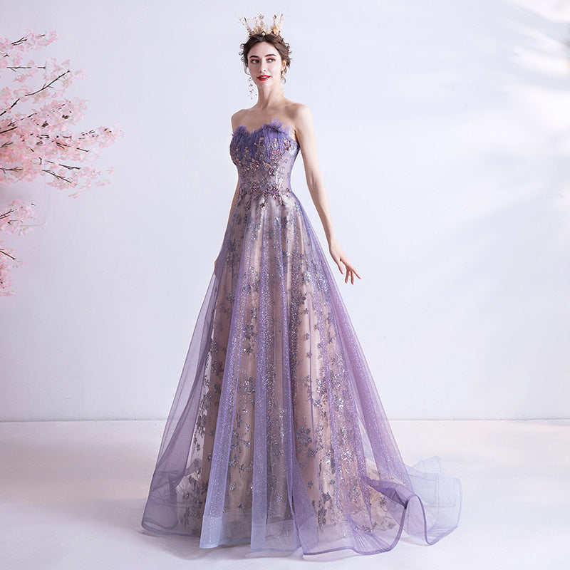 Strapless Purple Evening Prom Dress XS-3XL