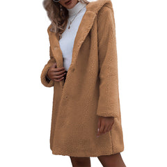 Hooded Mid-Length Plush Coat in 2 Colors S-XL
