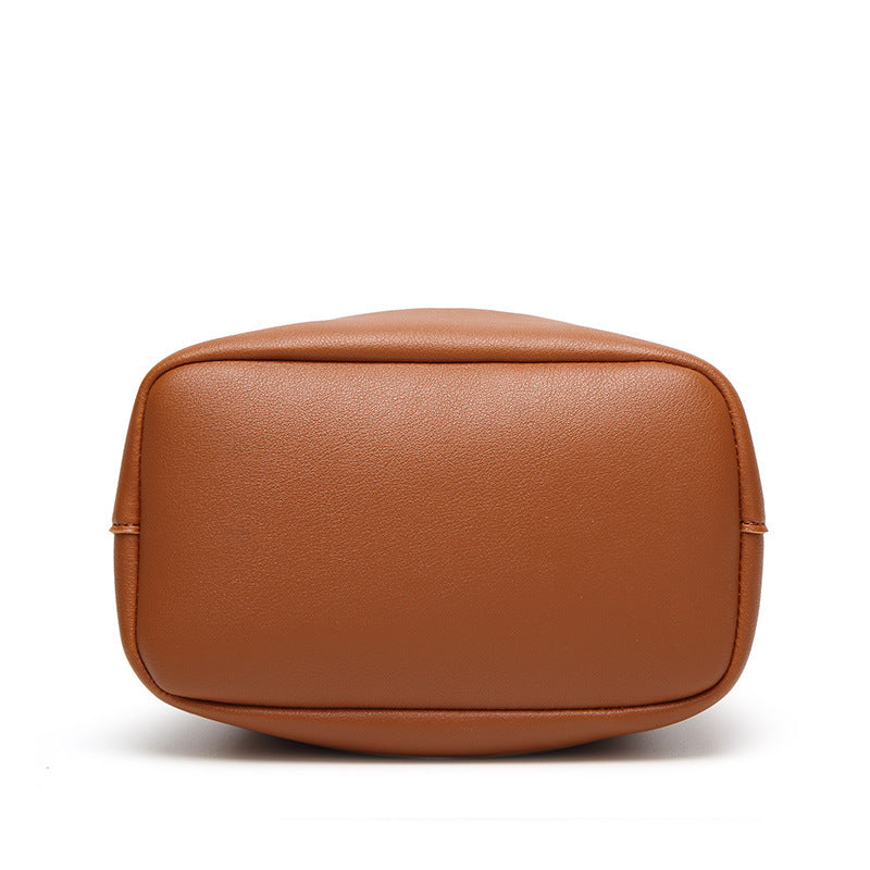 PU Leather Solid Color Bucket Bag with Tassels