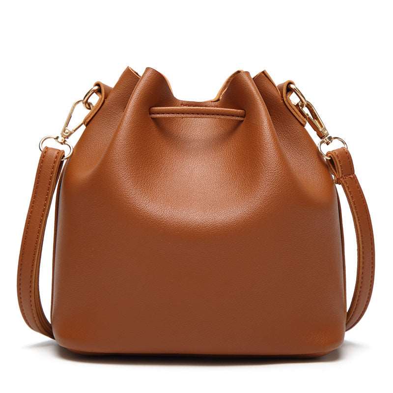PU Leather Solid Color Bucket Bag with Tassels