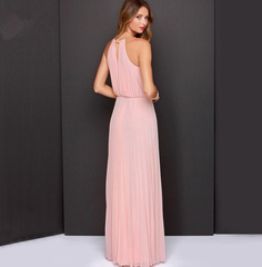 Elegant Halter Neck Sleeveless Chiffon Maxi Dress