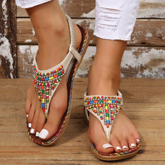 Bohemian Roman Style Beaded Sandals in 2 Colors
