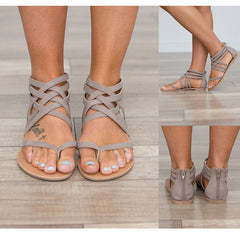 Criss Cross Flat Roman Sandals with Closed Heel