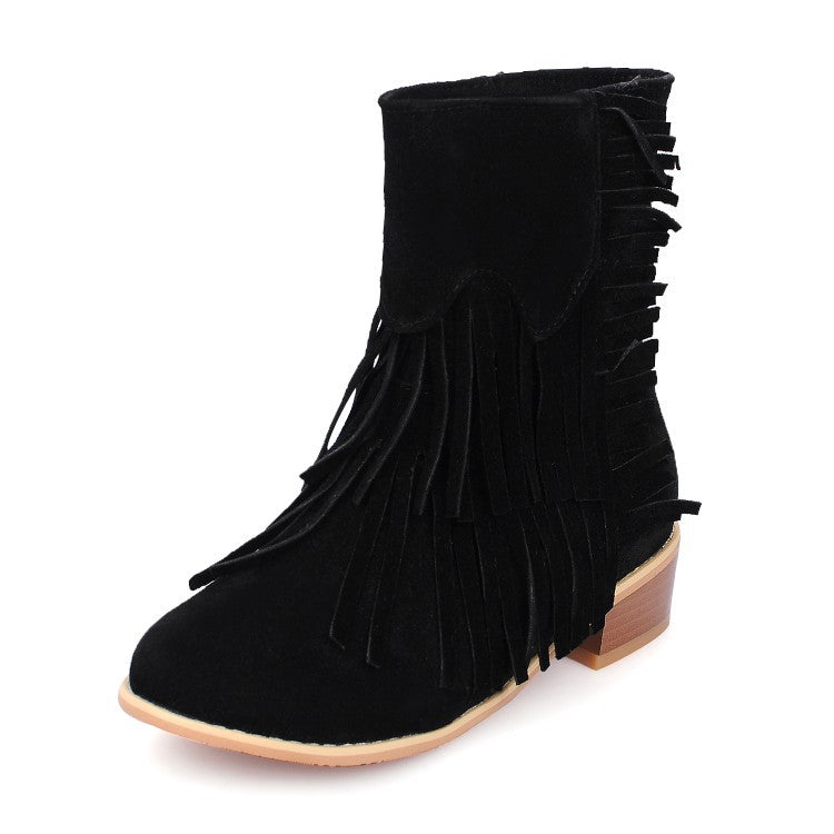 Suede Ankle Boots with Tassels in 4 Colors