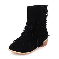 Suede Ankle Boots with Tassels in 4 Colors