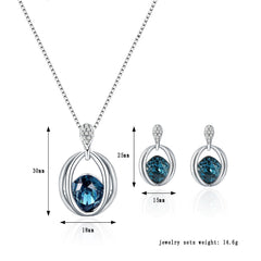 Silver Necklace and Matching Earring Set with Gemstones