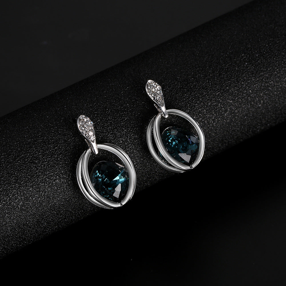 Silver Necklace and Matching Earring Set with Gemstones