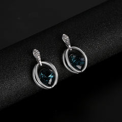 Silver Necklace and Matching Earring Set with Gemstones