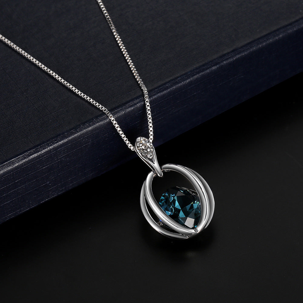 Silver Necklace and Matching Earring Set with Gemstones
