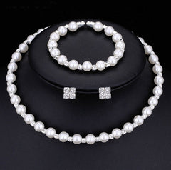 Pearl and Crystal 3-Piece Jewellery Set