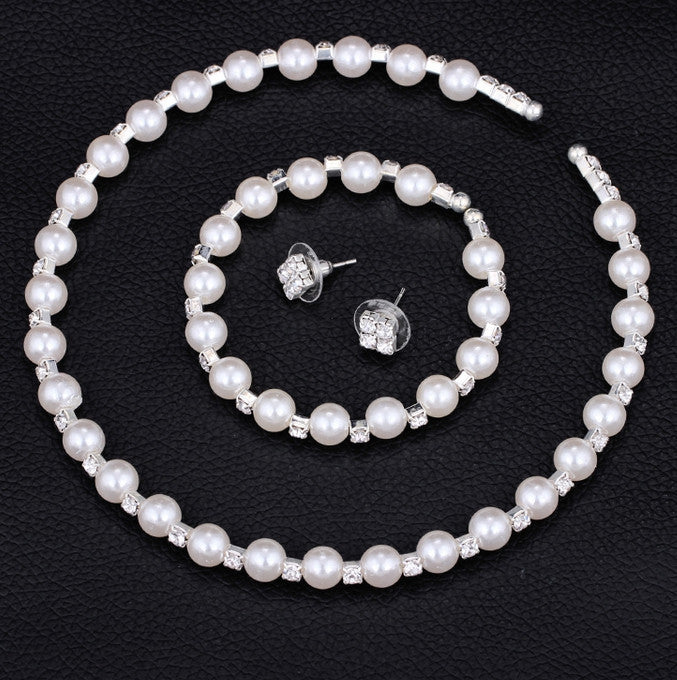 Pearl and Crystal 3-Piece Jewellery Set