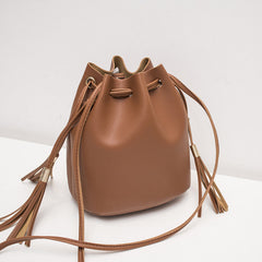 Shoulder Messenger Bucket Bag with Tassels in 5 Colors