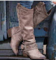Suede Knight Boots with Short Wide Heel in 6 Colors